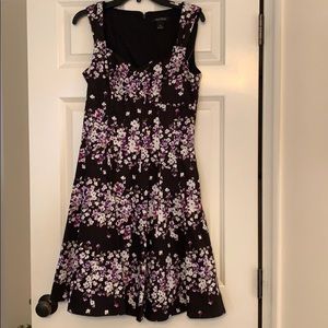 White House Black Market Floral Print Flare Dress